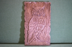 Панно деревянное "Филин, сова". Настенное. Ручная авторская работа. Дерево.