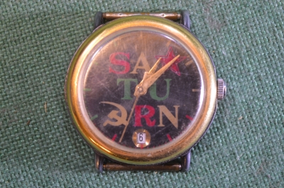 Часы наручные Ракета? "Saturn". Серп и молот. Агитация. Поздний СССР.