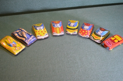 Машинка жестяная, подборка, 8 штук. Звери водителя. Жесть, СССР.