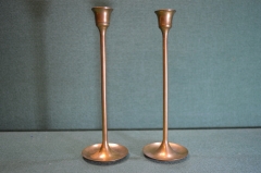 Подсвечники латунные высокие (2 штуки). Разборные. Латунь. Высота 23 см.