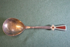 Ложка для меда варенья. Серебро 916 проба. Эмаль. Прибалтика. СССР.