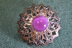 Брошь брошка. Фиолетовая вставка. СССР.