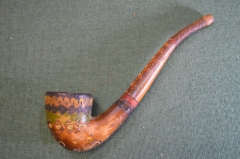 Трубка курительная деревянная. Резьба. Дерево. Периода СССР.