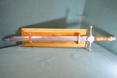 Панно настенное 95 см. "Железной воле булатный Меч Александр Невский". Латунь. Дерево. СССР. 