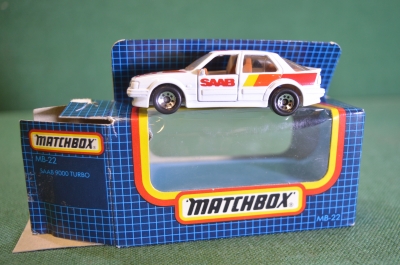 Машинка модель Matchbox "Saab 9000 Turbo". Китай. Коробка. 1987 год.