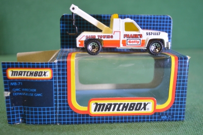 Машинка модель Matchbox "GMC Wrecker эвакуатор". Таиланд. Коробка. 1987 год.