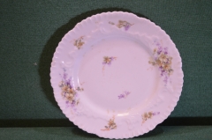 Тарелка старинная фарфоровая рельефная. Клеймо TM. Фарфор. Царская Россия.