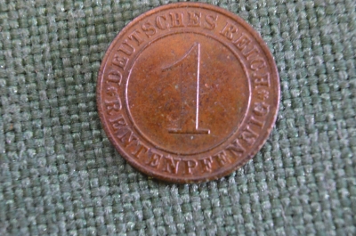 Монета 1 рейхспфенниг пфенниг 1923 года. Веймарская Республика. Веймар. Германия.