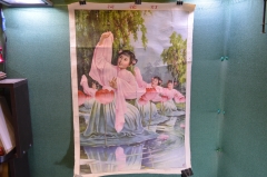 Плакат китайский "Танец с лотосами. Цзинь Сюэ-чэнь". Танцующие девушки. Китай КНР, 1956 год.