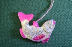 Елочная игрушка "Рыба, рыбка". Картонаж, фольга. СССР #2