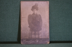 Фотография старинная "Женщина в черной шляпе". Розенбаум, Бердичев.