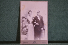 Фотография старинная "Свадьба, жених и невеста". Wilhelm Mann. Salzburg.