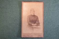 Фотография старинная "Пожилая женщина с котом". Robert Krenaldt. Бонн, Bonn.