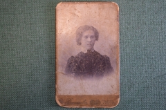 Фотография старинная "Девушка в черном платье с белым воротником". Фот. А. Данилова, Москва