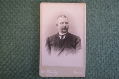 Фотография старинная "Мужчина с усами, в галстуке". Ив. Геулатов, Иркутск. 