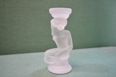 Подсвечник стеклянный "Купальщица обнаженная ню". Матовое стекло.