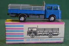 Модель машинка "Шкода грузовик с клеткой". Коробка. VEB Permot HO. ГДР. Германия.