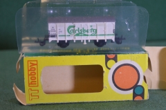 Игрушка Вагон грузовой Carlsberg TT Hobby 1:120. 12мм. В коробке. Железная дорога. ГДР. Германия.