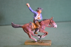 Солдатик "Ковбой на лошади всадник". Композит. Дикий запад. Elastolin. Рейх. Германия. 1930е.