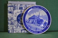 Тарелка настенная "1992 год". Серия Памятники Северная Фрисландия. Фарфор, Dawartz. Millhouse Дания.