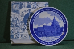 Тарелка настенная "1994 год". Серия Памятники Северная Фрисландия. Фарфор, Dawartz. Millhouse Дания.