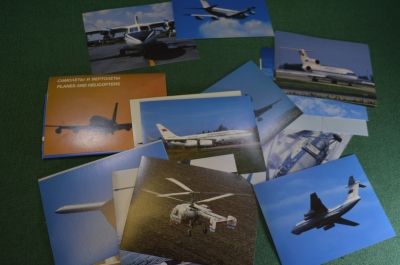 Открытки "Самолеты и вертолеты", набор. Авиация, аэрофлот. СССР.