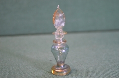 Флакон парфюмерный винтажный с пробкой. Тонкое цветное стекло. СССР.