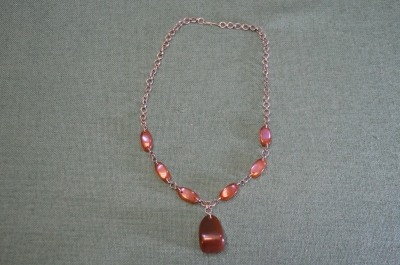 Колье винтажное. Бусы. Натуральный янтарь. Металл. СССР.