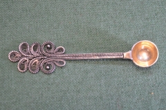 Ложка ложечка для специй или горчицы. Скань. Филигрань. СССР.