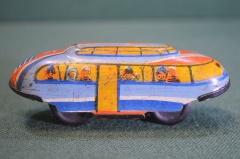 Игрушка жестяная заводная "Автобус с трамплином". Машинка. Жесть. СССР.