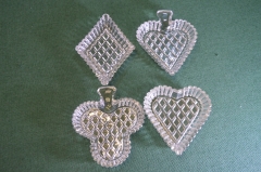 Розетки "Карточные масти пики буби черви крести". Набор 4 шт. Стекло. Хрусталь. Чехословакия.