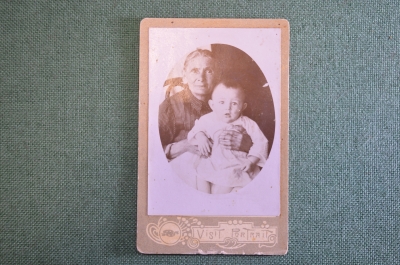 Фотография старинная "Бабушка с внуком". Visit Portrat.