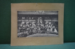 Фотография старинная групповая, большая толпа. 