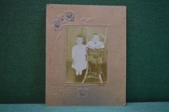 Фотография старинная "Сестра и братик". 