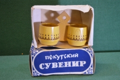 Солонка перечница деревянная. Коробка. Куяский лесокомбинат. Новая. СССР.