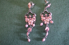Серьги, сережки "Букет цветов". Металл, вставки.