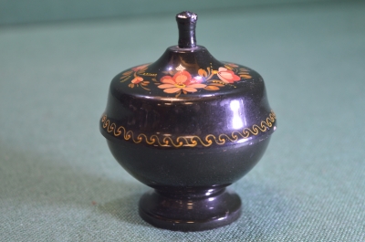 Шкатулка металлическая "Цветы". Роспись. СССР. #2