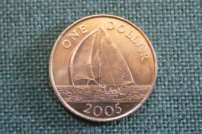 Монета 1 доллар 2005 год. One dollar. Парусник. Елизавета II, Бермуды, Бермудские острова.