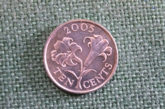 Монета 10 центов 2005 год. Ten cents. Елизавета II, Бермуды, Бермудские острова.