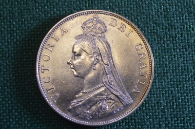 Монета Двойной флорин 1888 года (4 шиллинга). Серебро. Королева Виктория, Великобритания.