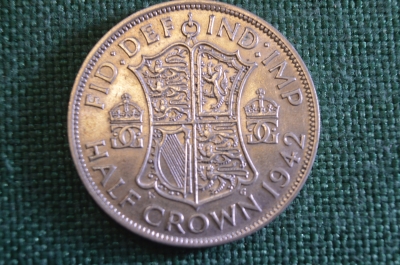Монета 1/2 кроны 1942 год. Half crown. Серебро. Георг VI, Великобритания.