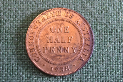 Монета 1/2 пенни 1938 года. One half penny. Георг VI, Australia, Австралия.