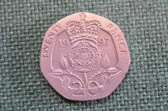 Монета 20 пенсов 1997 года. Twenty pence. Елизавета II, Великобритания.