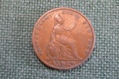 Монета 1 фартинг 1853 года. Farting. Виктория, Великобритания.