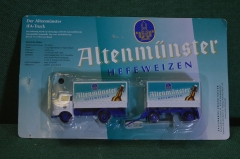 Машинка, модель. Пивной грузовик с прицепом. Altenmunster. Блистер, реклама пива.