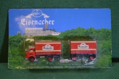 Машинка, модель. Пивной грузовик с прицепом. Lisengcher. Блистер, реклама пива.