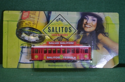 Машинка, модель. Трамвай. Salitos Tequila. Блистер, реклама.