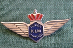 Знак, значок "Практикант, стюардесса. Junior KLM stewardess". Авиация, авиакомпания КЛМ. #Z3