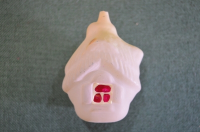 Елочная игрушка "Домик, избушка". Стекло. Набор Теремок. Без подвеса.  