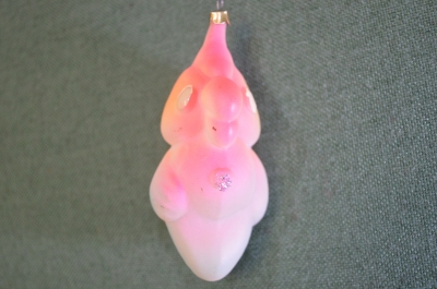 Игрушка елочная стеклянная "Попугай, птица". Розовый, матовый. Стекло, подвес.  